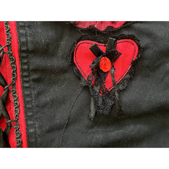 Black and Red Lace Trimmed Women's Top - Picture 4 of 7